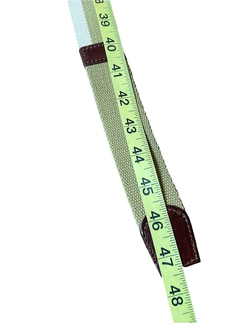 Leather Canvas D-Ring Belt Striped L XL (47